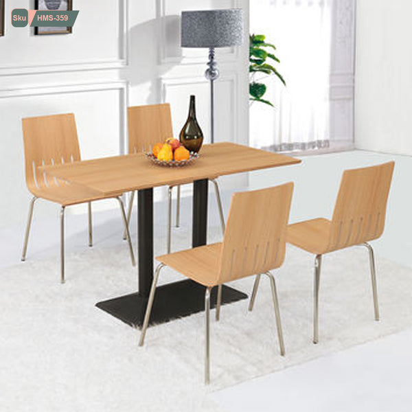 Dining set with table and 4 natural wood chairs - HMS-359