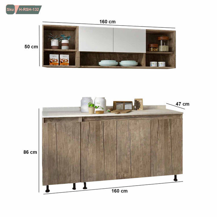 مطبخ خشب ام دي اف عالي الجودة - H-RSH-132 - هوم ديكوريا