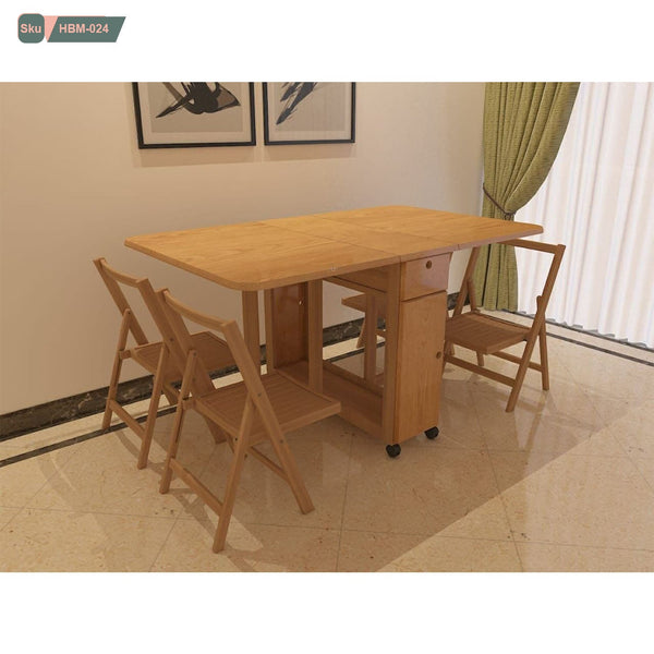 Movable telescopic dining table + 4 telescopic folding chairs - HBM-024