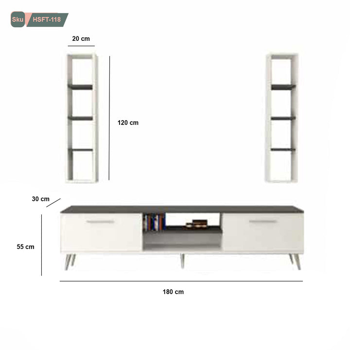 ترابيزة تليفزيون مع وحدات اضافية خشب ام دي اف عالي الجودة - HSFT-118 - هوم ديكوريا